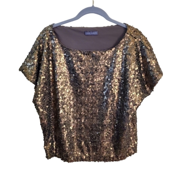 Vince Camuto Bronze Sequined Top Size M - Picture 1 of 4